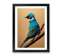Alert Bird Framed Print | A4 Black Framed Wall Art | Ready to Hang | Modern Nature Picture | Living Room Bedroom Lounge Office