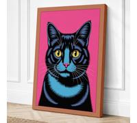 Alert Black Cat Canvas Wall Art Print 36x24 Inch