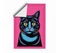 Alert Black Cat Modern Unframed Wall Art Print A3 (42×29.7cm), Wall Decor for Living Room, Bedroom, Office & Home, Art Gift