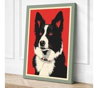Alert Border Collie Modern Canvas Wall Art Print 24x16 Inch (61 x 41 cm)