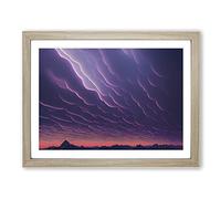Alert Clouds Framed Print | A4 Oak Framed Wall Art | Ready to Hang | Modern Landscape Picture | Living Room Bedroom Lounge Office