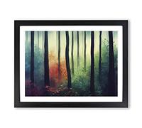 Alert Colourful Forest Framed Print | A4 Black Framed Wall Art | Ready to Hang | Modern Landscape Picture | Living Room Bedroom Lounge Office