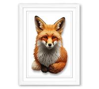 Alert Fox Portrait Modern Framed Wall Art Print A1 (84.1×59.4cm) White, Wall Decor for Living Room, Bedroom, Office & Home, Ready to Hang, Art Gift