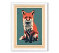 Alert Fox Portrait Modern Framed Wall Art Print A2 (59.4×42cm) White, Wall Decor for Living Room, Bedroom, Office & Home, Ready to Hang, Art Gift