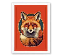 Alert Fox Portrait Modern Framed Wall Art Print A3 (42×29.7cm) White, Wall Decor for Living Room, Bedroom, Office & Home, Ready to Hang, Art Gift