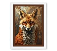 Alert Fox Portrait Realism Framed Wall Art Print A2 (59.4×42cm) White, Wall Decor for Living Room, Bedroom, Office & Home, Ready to Hang, Art Gift