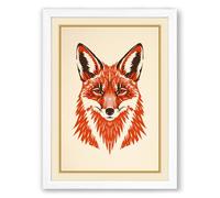 Alert Fox Portrait Vintage Framed Wall Art Print A1 (84.1×59.4cm) White, Wall Decor for Living Room, Bedroom, Office & Home, Ready to Hang, Art Gift