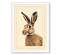 Alert Hare Botanical Framed Wall Art Print A3 (42×29.7cm) White, Wall Decor for Living Room, Bedroom, Office & Home, Ready to Hang, Art Gift