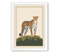 Alert Leopard Botanical Framed Wall Art Print A3 (42×29.7cm) White, Wall Decor for Living Room, Bedroom, Office & Home, Ready to Hang, Art Gift