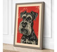 Alert Schnauzer Boho Canvas Wall Art Print 24x16 Inch