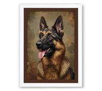 Alert Shepherd Modern Framed Wall Art Print A1 (84.1×59.4cm) White, Wall Decor for Living Room, Bedroom, Office & Home, Ready to Hang, Art Gift