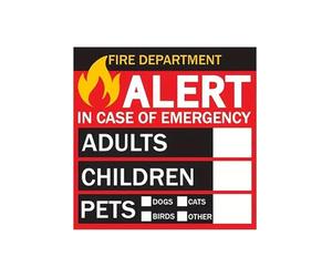 Alert Stickers For Pets - Stickers Alarm, Home | Fire Department, Openings, Doors, Cars, RVs, Boxes Inside The Residence, Safety Rescue Sign