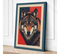 Alert Wolf Portrait Vintage Canvas Wall Art Print 24x16 Inch