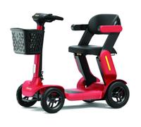 Alerta Strato-Cruise Folding Mobility Scooter with Long Range Battery, Smart Safety Riding System, LED Headlight, Adjustable Armrests, 6mph Speed, Portable Travel Scooter (Red)
