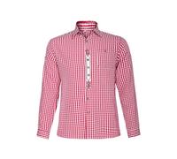 Aleshime Mens Oktoberfest Shirts Long-Sleeve Checkered Shirts for Men, Adult Casual Bavarian Oktoberfest Button Down Shirts Red