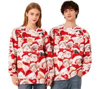 Aleshime Ugly Christmas Jumper for Women Men, Funny Christmas Sweatshirt 3D Printed Xmas Pullover for Couples, Novelty Christmas Jumper Xmas Top Unisex