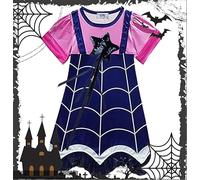 Aleshime Vampire Costume Girls - Childs Vampire Dress with Bat Wings Headband for Kids Girls Halloween Cosplay Outfit Fancy Party Dress Up