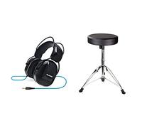 Alesis DRP100 - Over-Ear Reference Headphones Built for Professional Electronic Drum Monitoring and Superior Audio Isolation & RockJAM DP-001 Adjustable Drum Stool Drum Throne with Padded Seat