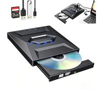 Aless 7-in-1 External USB DVD Drive & Blu-ray Player, 6X 7-in-1 External Blu Ray Drive with 3 USB Ports SD/Tf Card Slots, USB 3.0&Type-C Portable BD/DVD/CD Burner Reader Writer for Laptop Desktop (#1)
