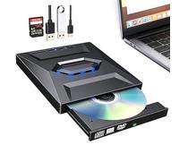 Aless 7-In-1 External USB DVD Drive & Blu-Ray Player, External DVD CD Burner with 2 USB 3.0 1 Type-C Ports and SD Card Reader, High-Speed Plug-and-Play Connectivity, for Laptop Desktop (1)