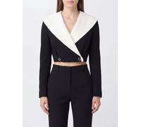 ALESSANDRA RICH Bicolor Double-Breasted Cropped Virgin Wool Blazer - Size: 42 - female