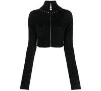 Alessandra Rich embellished ribbed-knit cardigan - Grey 38-40