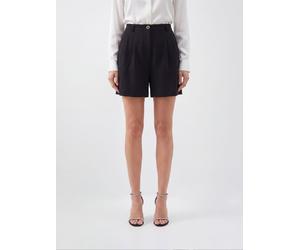 ALESSANDRA RICH Mid-Rise Pleated Wool-Blend Shorts - Size: 40 - female