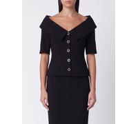 ALESSANDRA RICH Short-Sleeved Virgin Wool Slim Fit Cropped Blazer - Size: 44 - female