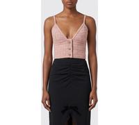 ALESSANDRA RICH Slim Fit Wool Blend Knit Top with V-Neck and Thin Straps - Size: 40 - female