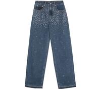 Alessandra Rich wide-leg rhinestone-embellished jeans - Blue 26