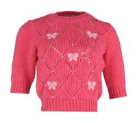 Alessandra Rich Women's Preloved Embellished Sweater in Pink Wool in Rose | Size: 40