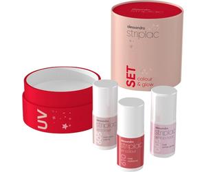 Alessandro Nails Striplac-UV-ColourStriplac Colour & Glow Set UV Colour Cashmere Cream 6,5 ml + UV Colour Rose Radiance 6,5 ml + Top Coat Rosé Winterglitter 6,5 ml