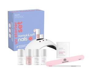 Alessandro Nails Striplac-UV-ColourUV Starter Set Normal & Soft Nails UV Colour 106 Pretty Ballerina 6.5 ml + UV Colour 124 Red Paradise 6.5 ml + Top Coat 001 Clear 6.5 ml + 10x Prep & Shine Sachets +