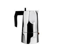 Alessi 3-Cup Ossidiana Espresso Coffee Maker in Aluminium Casting Handle with Knob in Thermo Plastic ResinBlack