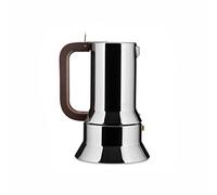 Alessi 6-Cup Espresso Coffee Maker in 18/10 Stainless Steel Mirror Polished with Magnetic Heat Diffusing Bottom, Silver
