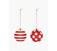 Alessi Alessi Delight 2 Glass Christmas Baubles Set Of Two Red 1 Size