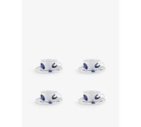 Alessi Itsumo - Yunoki Ware NF08/78S - Designer One Tea Cup Set with Saucer, Minimalist Aesthetic, in White Porcelain with Samiro Yunoki Decor, Diameter 16 cm