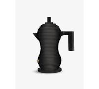 Alessi Pulcina MDL02/1 BB - Design Espresso Coffee Maker, in Cast Aluminum with Handle and Knob in PA, 1 Cup, Black