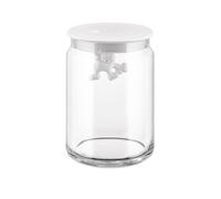 Alessi AMDR05 W Glass Gianni Jar A Little Man Holding On Tight Medium Kitchen Box with Hermetic Lid in Thermoplastic Resin, White, 90 cl
