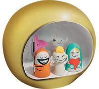 Alessi AMGI10 GD Hand Decorated Design Nativity Scene Set with Cave and Figurine, Porcelain, Gold, Set of 5