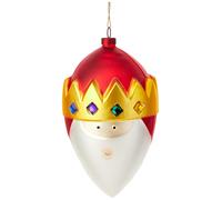 Alessi Hand Decorated Blown Design Wise Man Caspar Christmas Bauble, Red, 8.5 x 8.5 x 14 cm