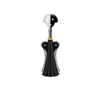Alessi Anna G. AAM01 B - Designer Corkscrew, Resin and Chrome Zamak, Black | Table corkscrew designed by Alessandro Mendini, shaped like a smiling woman
