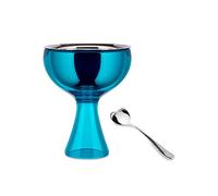 Alessi Big Love AMMI01S AZ - Set Composed of One Ice Cream Bowl and One Ice Cream Spoon, in 18/10 Stainless Steel Mirror Polished and Thermoplastic Resin, Blue