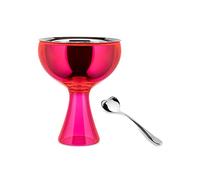 Alessi Big Love AMMI01S F - Set Composed of One Ice Cream Bowl and One Ice Cream Spoon, in 18/10 Stainless Steel Mirror Polished and Thermoplastic Resin, Fuchsia