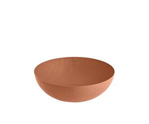 Alessi Bowl in steel coloured with epoxy resin, brown with relief decoration