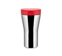 Alessi Caffa Gia24 R - Design Double Wall Travel Mug in 18/10 Stainless Steel and Thermoplastic Resin, Red