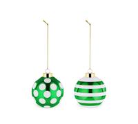 Alessi Delight polka-dot striped Christmas baubles (set of two) - Green OS