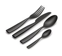 Alessi Dressed en Plein Air MW74S16 B - 16 Piece Design Cutlery Set with Decorations, Melamine, Black