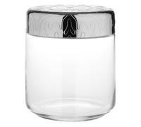 Alessi "Dressed" Glass Jar Hermetic Lid in 18/10 Stainless Steel Mirror Polished With Relief Decoration, Silver