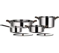 Alessi Edo Pu100S7 - Design Cookware Set in 18/10 Stainless Steel, Handles in 18/10 Stainless Steel with Pvd Coating, Brown, 7 Pieces